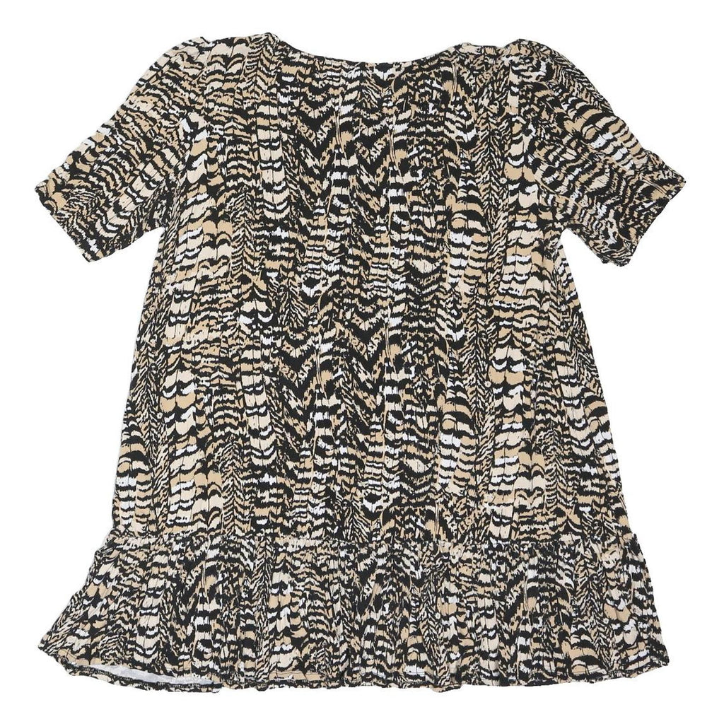 DOROTHY PERKINS Womens Beige & Black Printed Basic Top Short Sleeve Round Neck