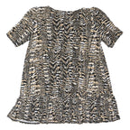 DOROTHY PERKINS Womens Beige & Black Printed Basic Top Short Sleeve Round Neck