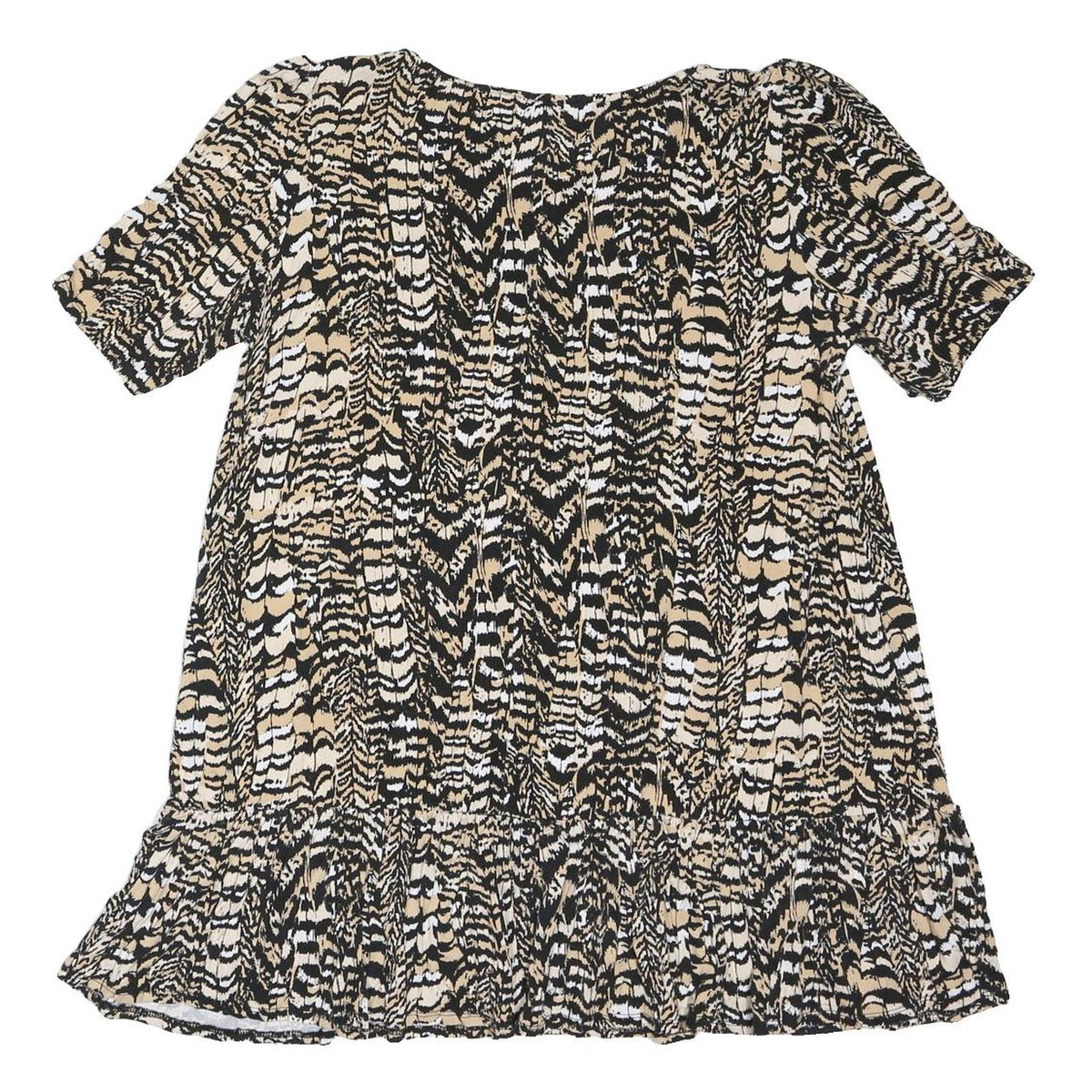 DOROTHY PERKINS Womens Beige & Black Printed Basic Top Short Sleeve Round Neck