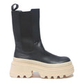 CHARLES & KEITH Womens Chelsea Boots Leather Black UK 3 Chunky Sole Trendy