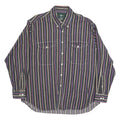 HUNT CLUB Mens Black & Blue Striped Cotton Shirt XL Button-Down Casual Long