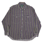 HUNT CLUB Mens Black & Blue Striped Cotton Shirt XL Button-Down Casual Long