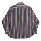 HUNT CLUB Mens Black & Blue Striped Cotton Shirt XL Button-Down Casual Long
