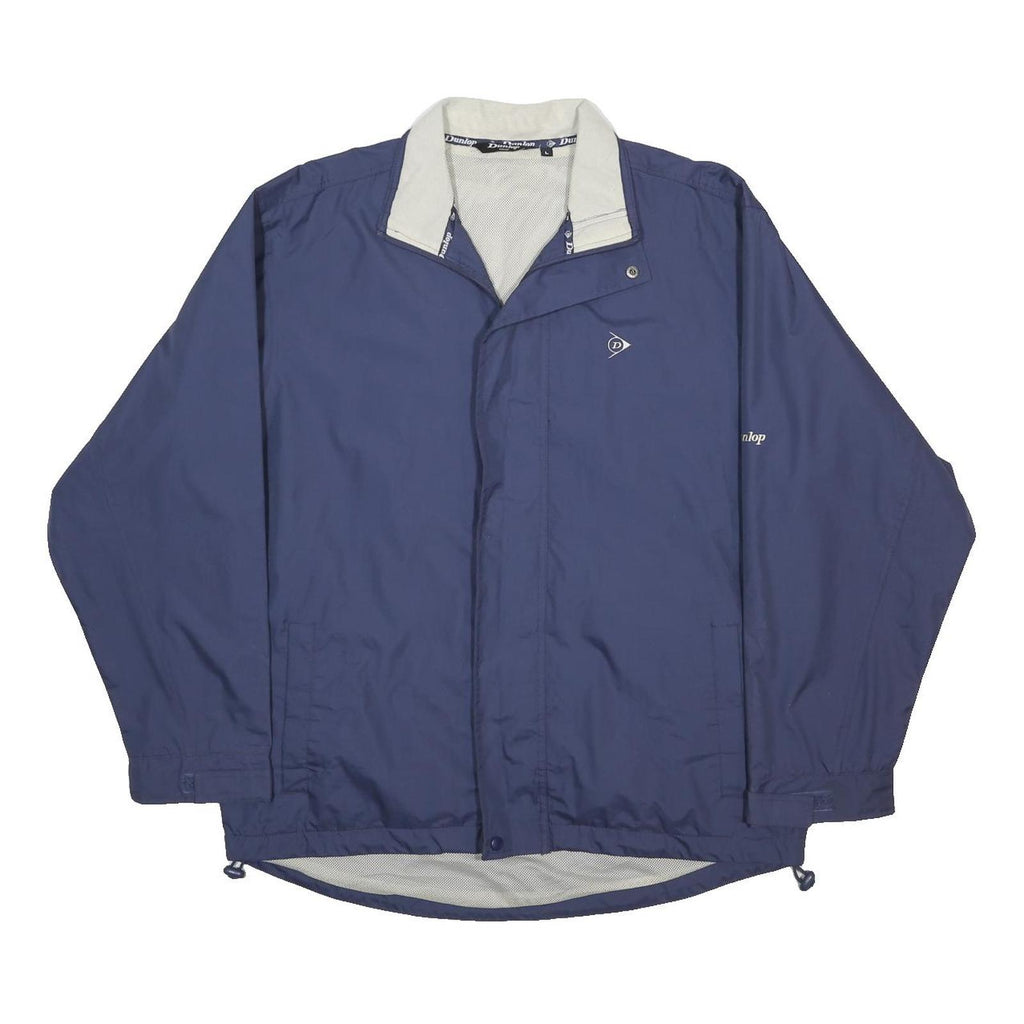 DUNLOP Mens Navy Blue Polyester Zip Jacket L Lightweight Sportswear Outerwear