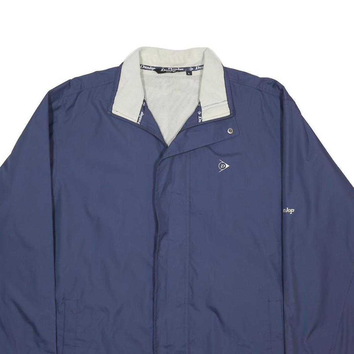 DUNLOP Mens Navy Blue Polyester Zip Jacket L Lightweight Sportswear Outerwear