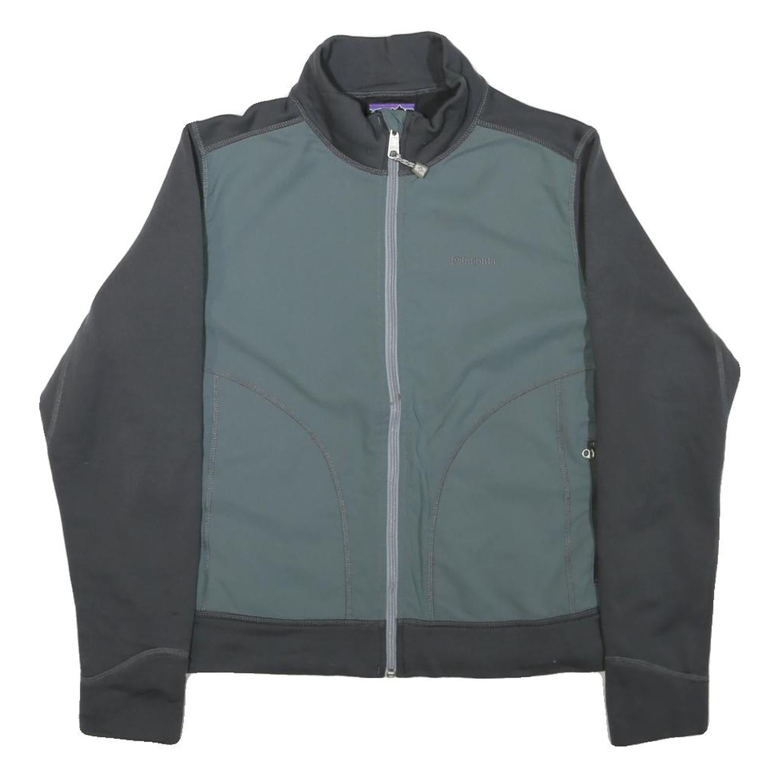 PATAGONIA Womens Grey & Black Jacket M Polyester Blend Plain Zip Outdoor Casual
