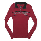CALVIN KLEIN JEANS Womens Red Patterned Pullover Jumper Quarter Zip Rib Knit M