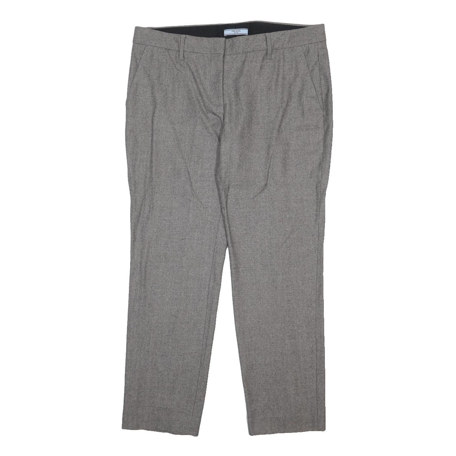 PRADA Womens Wool Grey Regular Fit Trousers W34 L27 Classic Smart Workwear