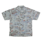 METRO Mens Blue Hawaiian Shirt L Cotton Tropical Print Casual Summer