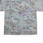 METRO Mens Blue Hawaiian Shirt L Cotton Tropical Print Casual Summer