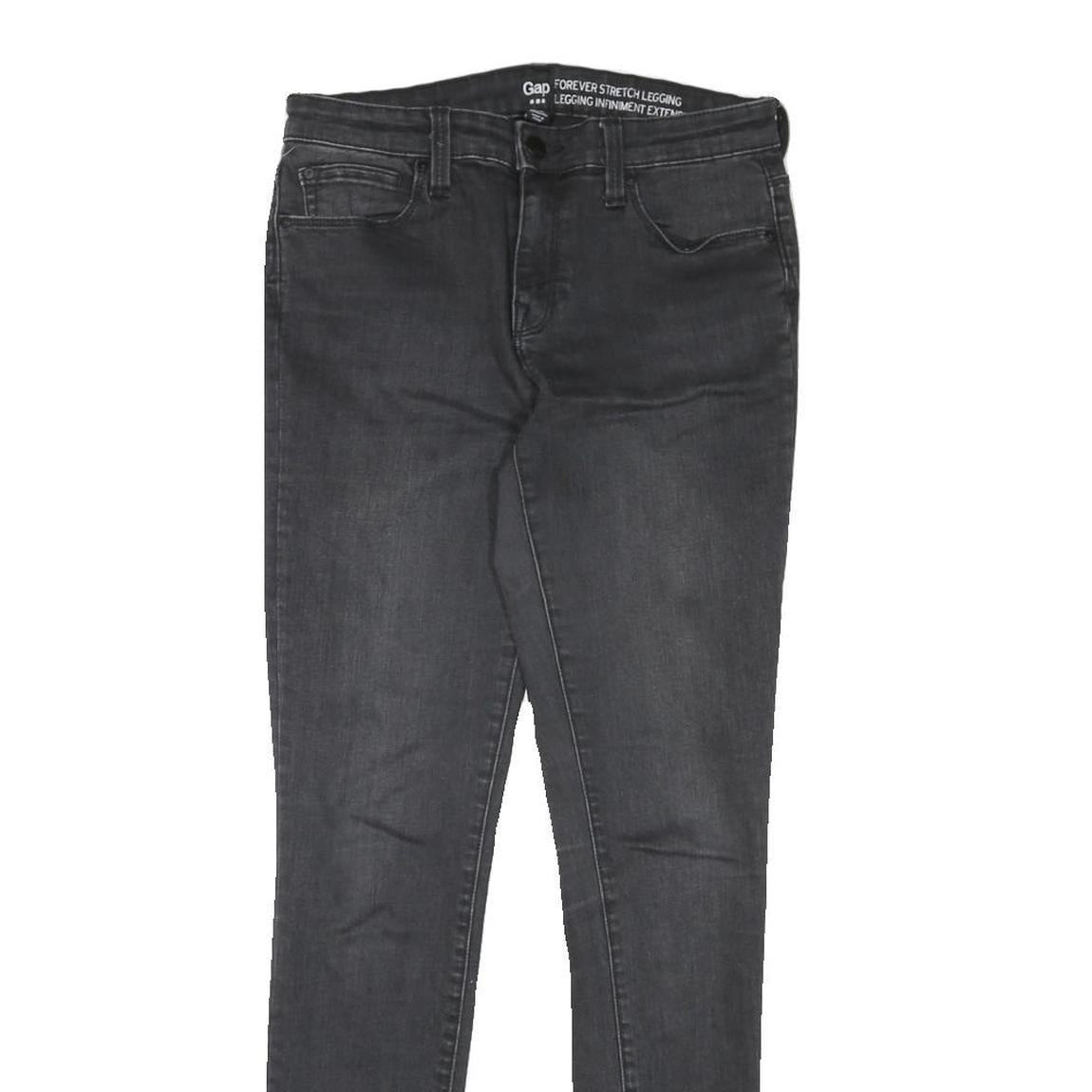 GAP Mens Black Regular Fit Skinny Denim Jeans W28 L30 Stretch Zip Closure