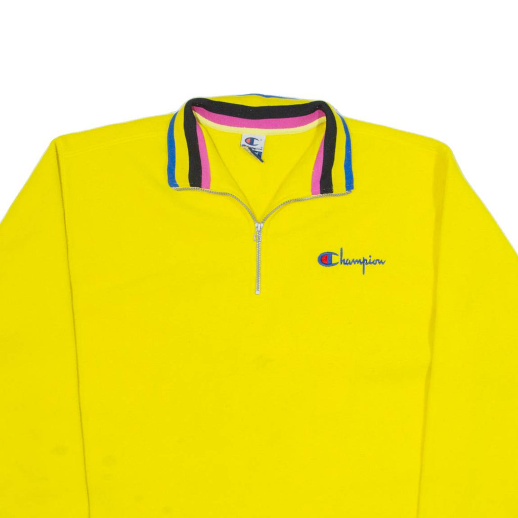 CHAMPION Mens Fleece Yellow 1/4 Zip 90s M
