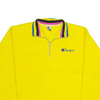 CHAMPION Mens Fleece Yellow 1/4 Zip 90s M