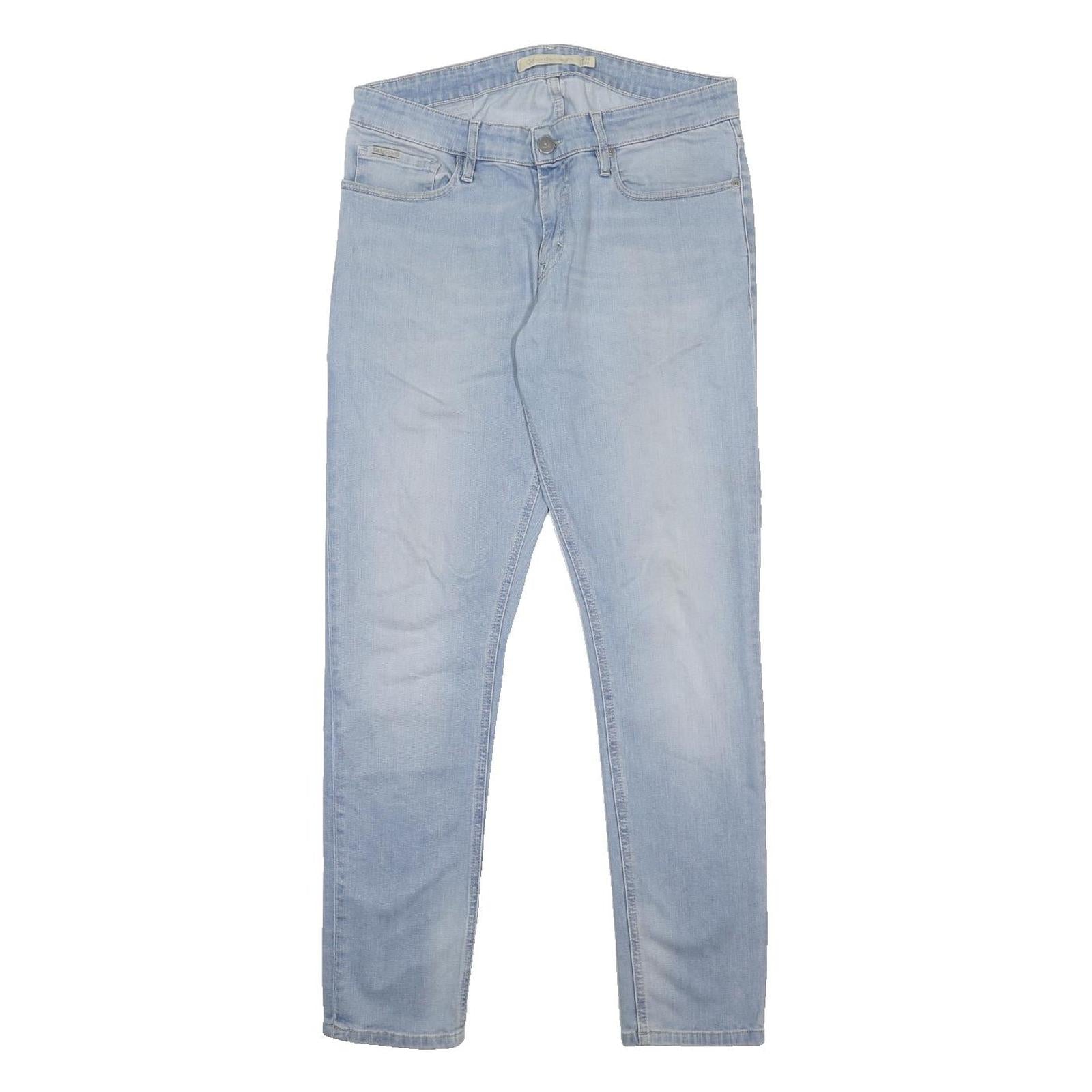 CALVIN KLEIN JEANS Mens Slim Light Blue Denim W32 L32 Zip Close Slim Fit