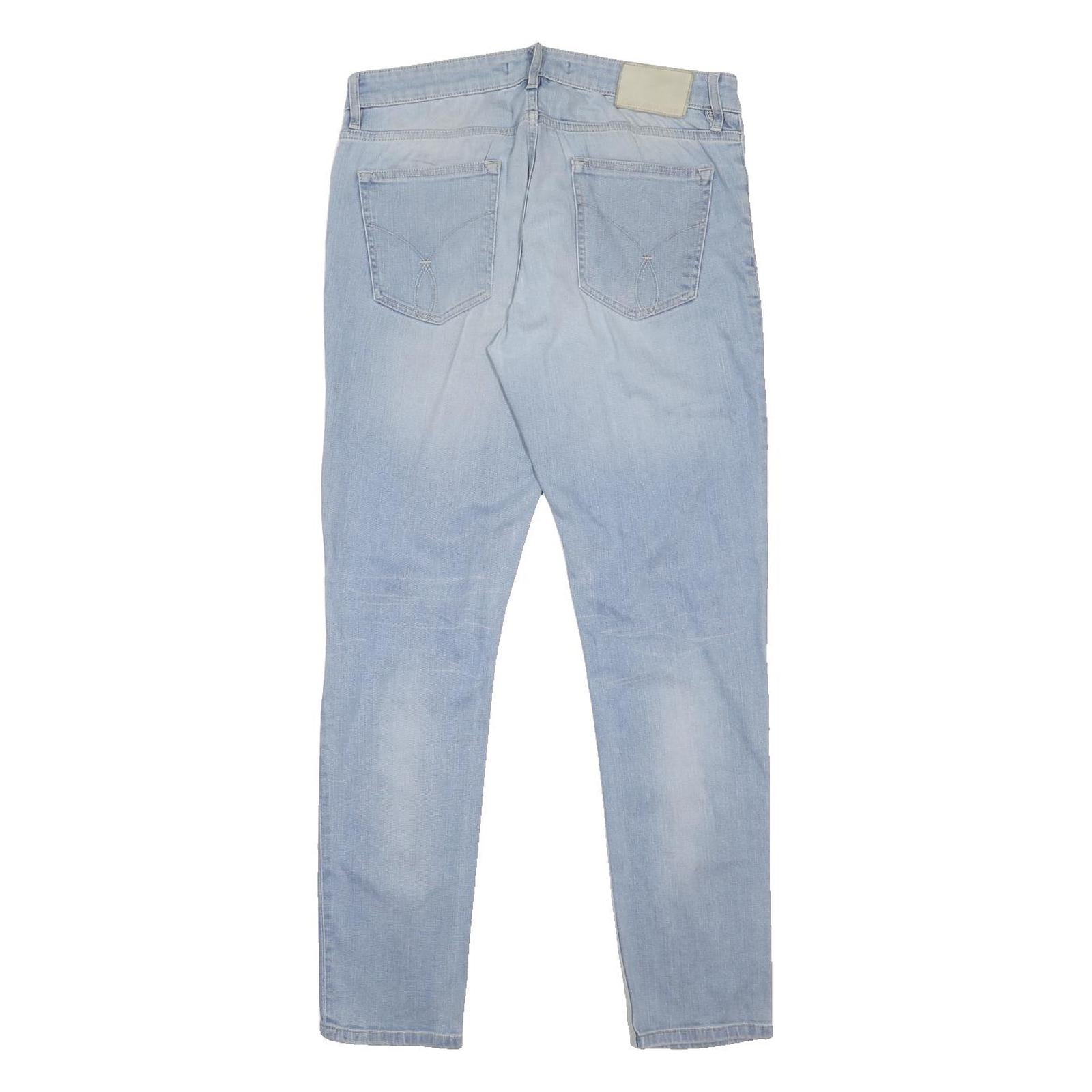 CALVIN KLEIN JEANS Mens Slim Light Blue Denim W32 L32 Zip Close Slim Fit