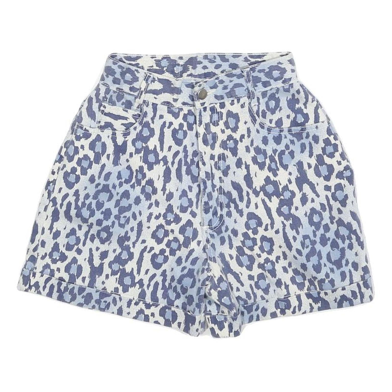 WEST SEAL Womens Shorts Blue & White Leopard Print XXS W24 Cotton Blend High