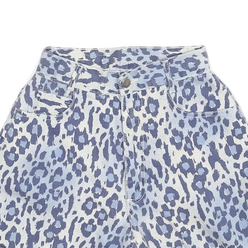 WEST SEAL Womens Shorts Blue & White Leopard Print XXS W24 Cotton Blend High