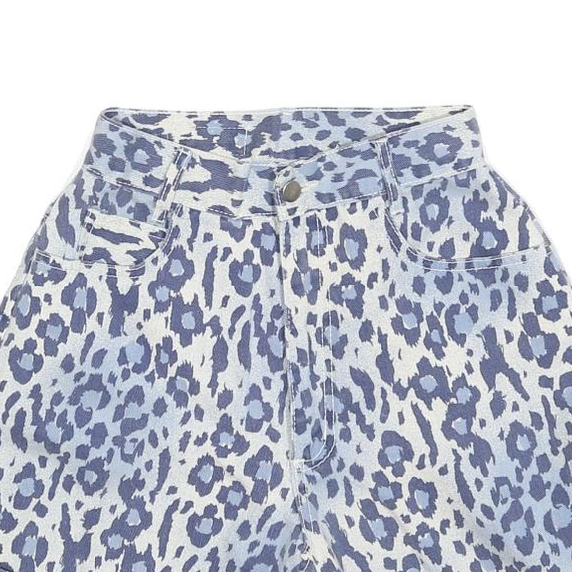 WEST SEAL Womens Shorts Blue & White Leopard Print XXS W24 Cotton Blend High