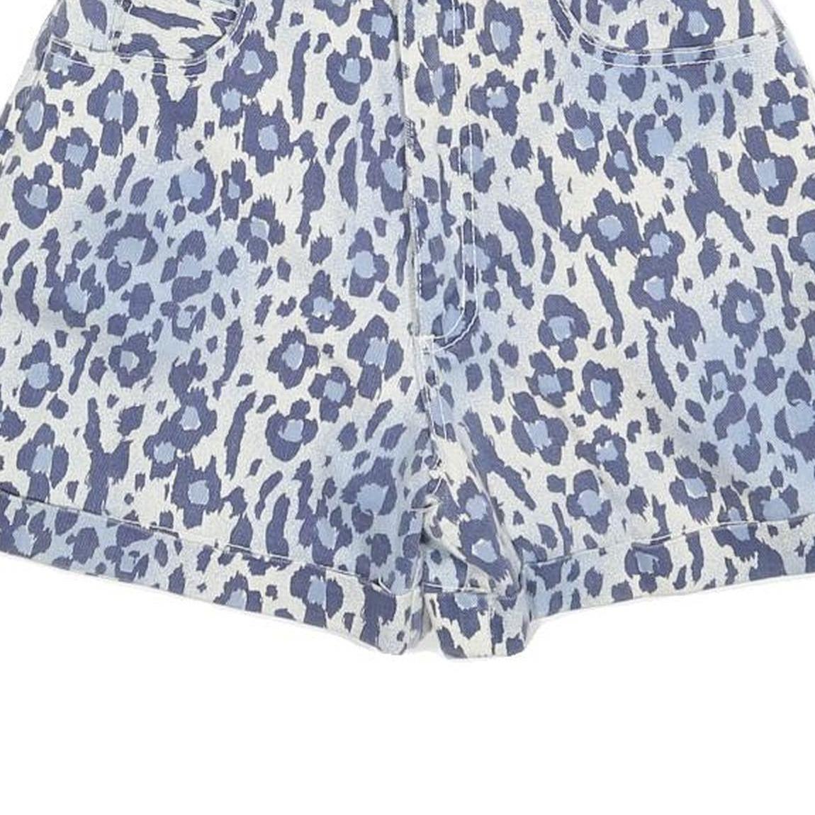 WEST SEAL Womens Shorts Blue & White Leopard Print XXS W24 Cotton Blend High