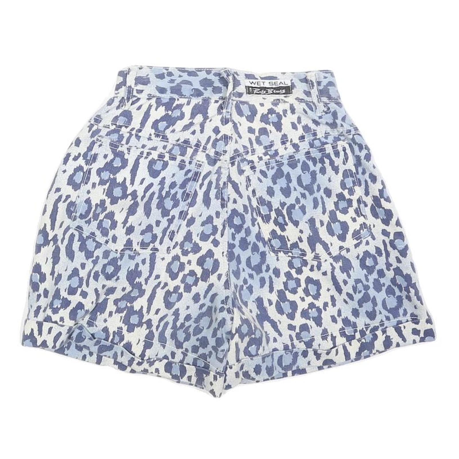 WEST SEAL Womens Shorts Blue & White Leopard Print XXS W24 Cotton Blend High
