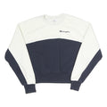 CHAMPION Womens White & Navy Crew Neck XS Colourblock Sweatshirt Pullover