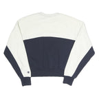 CHAMPION Womens White & Navy Crew Neck XS Colourblock Sweatshirt Pullover