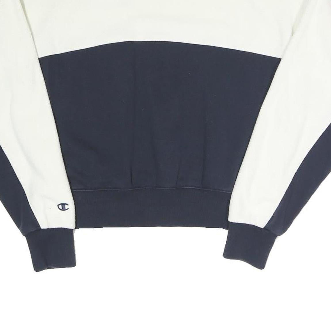 CHAMPION Womens White & Navy Crew Neck XS Colourblock Sweatshirt Pullover