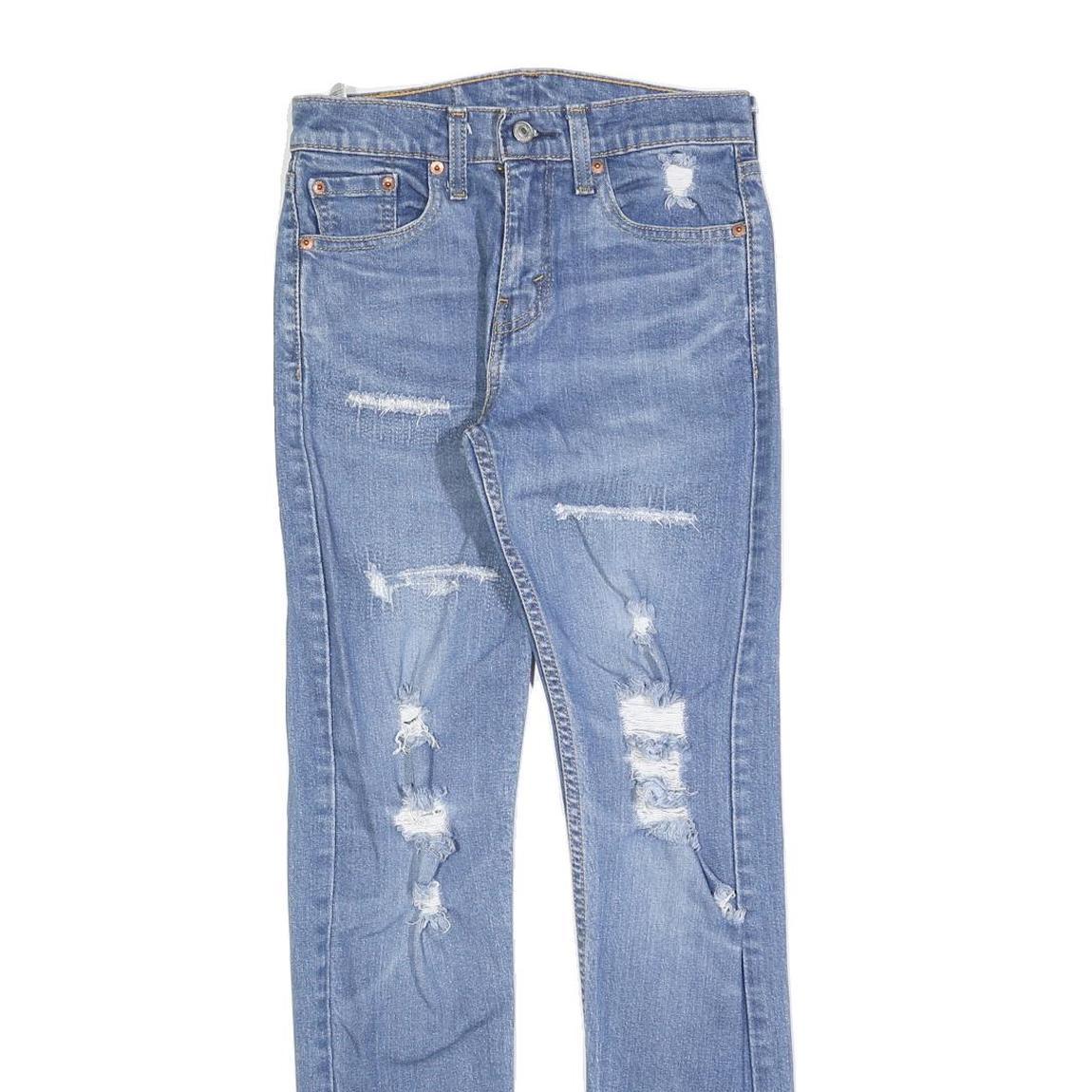 LEVI'S 512 Tapered Mens Jeans Blue Slim Tapered Denim Medium W27 L32 Distressed