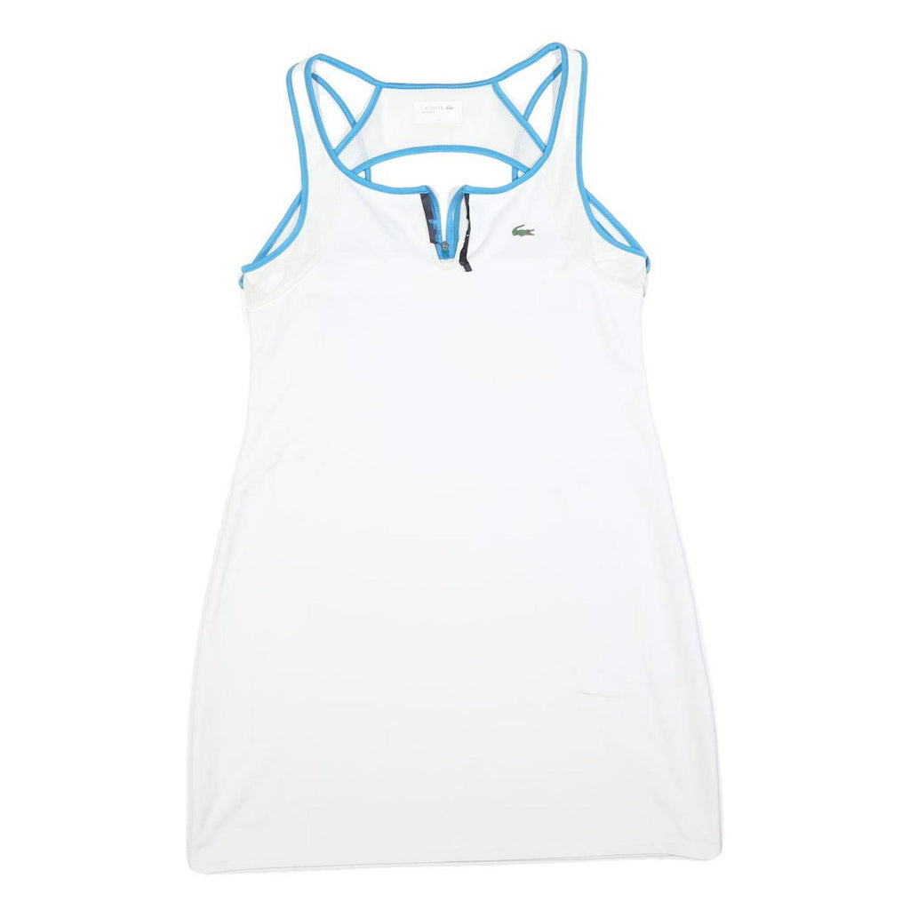 LACOSTE Womens White & Blue Sport Dress Polyester Blend Sleeveless Mini M Tennis