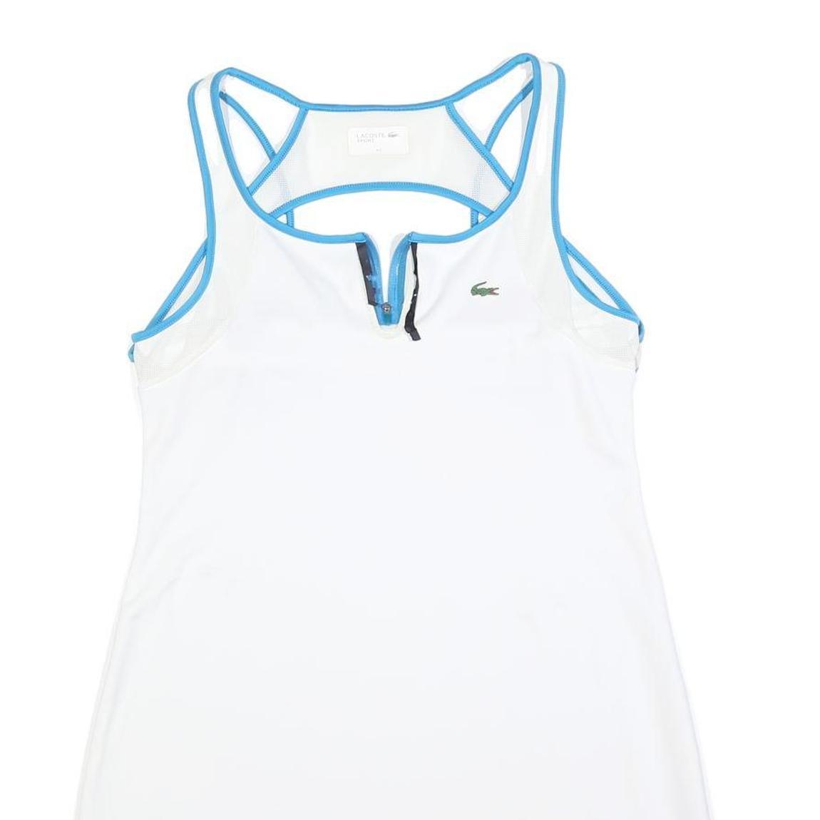 LACOSTE Womens White & Blue Sport Dress Polyester Blend Sleeveless Mini M Tennis