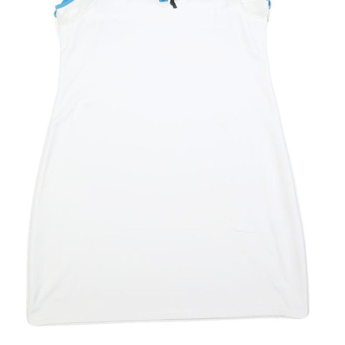 LACOSTE Womens White & Blue Sport Dress Polyester Blend Sleeveless Mini M Tennis
