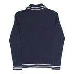 TOMMY HILFIGER Womens Navy & White Classic Button Up Patterned Crew Neck Chunky