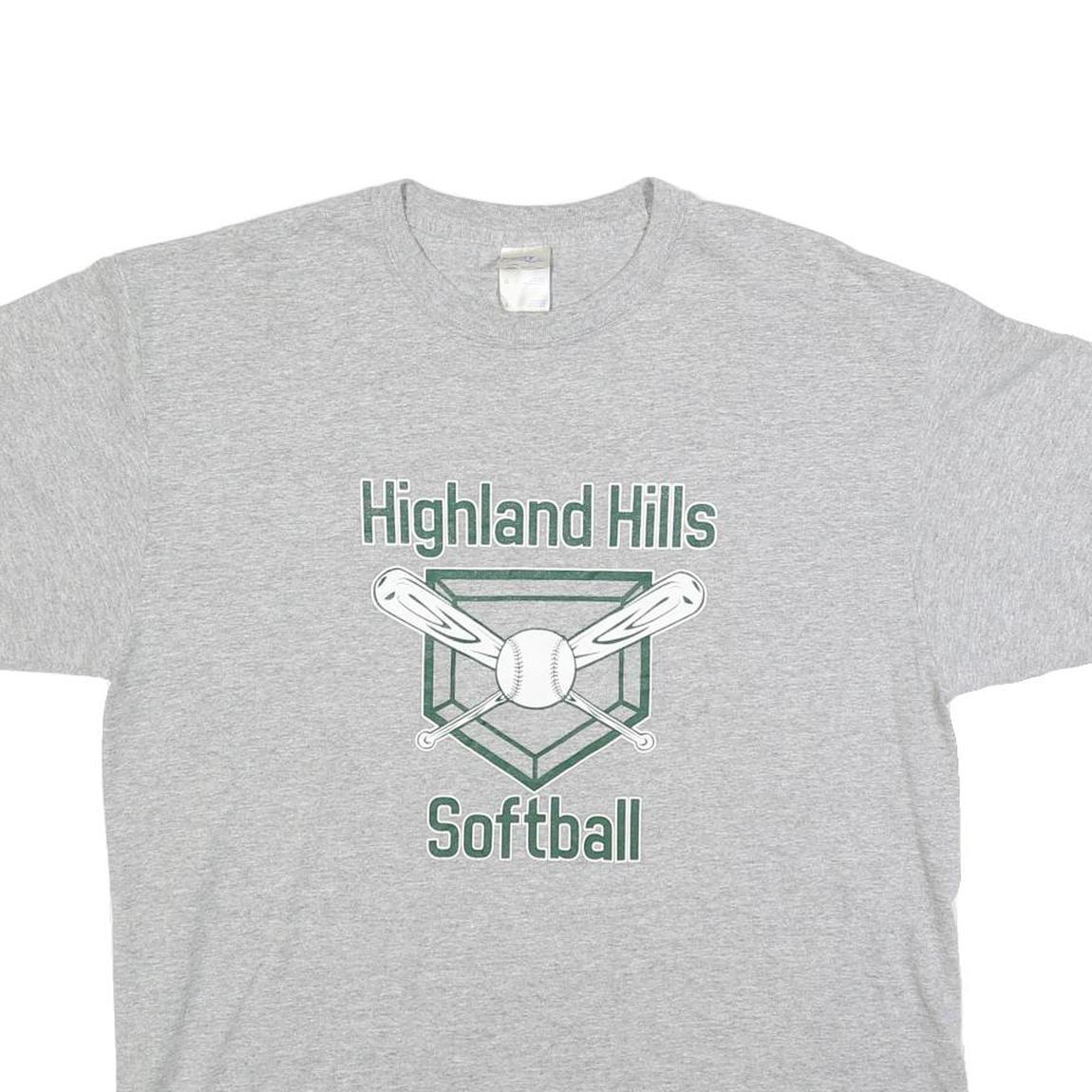 PORT & COMPANY Mens Grey Highland Hills Softball Graphic T-Shirt L Short Sleeve