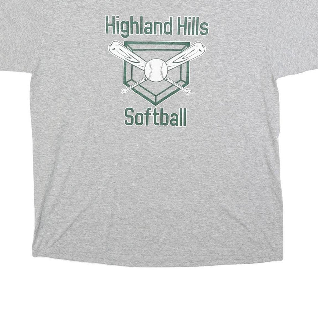PORT & COMPANY Mens Grey Highland Hills Softball Graphic T-Shirt L Short Sleeve