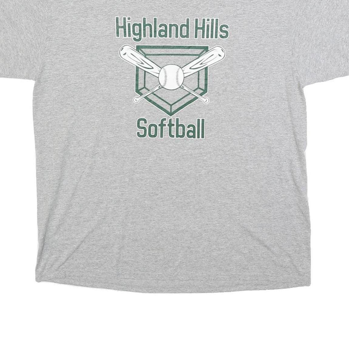 PORT & COMPANY Mens Grey Highland Hills Softball Graphic T-Shirt L Short Sleeve