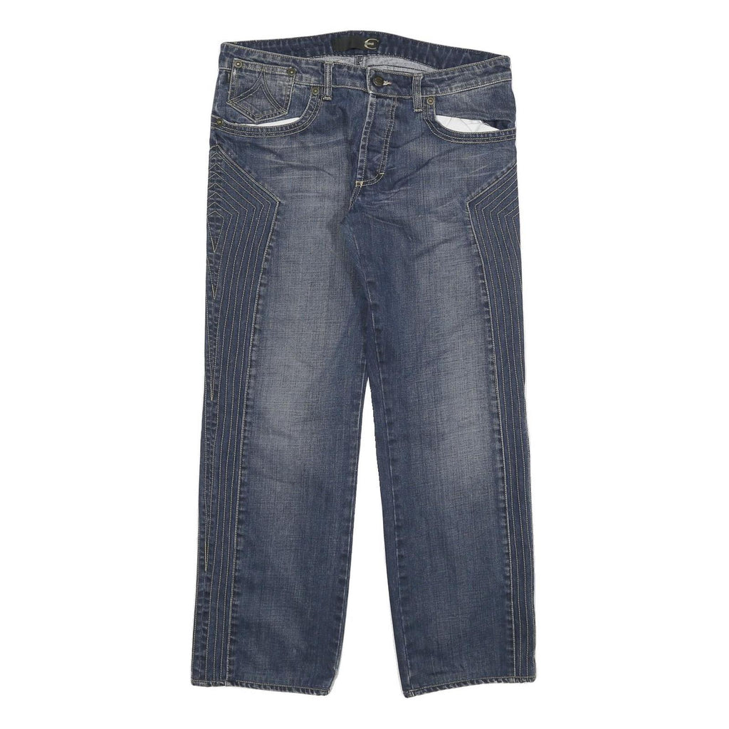 JUST CAVALLI Womens Blue Regular Straight Denim Medium W32 L29 Button Closure