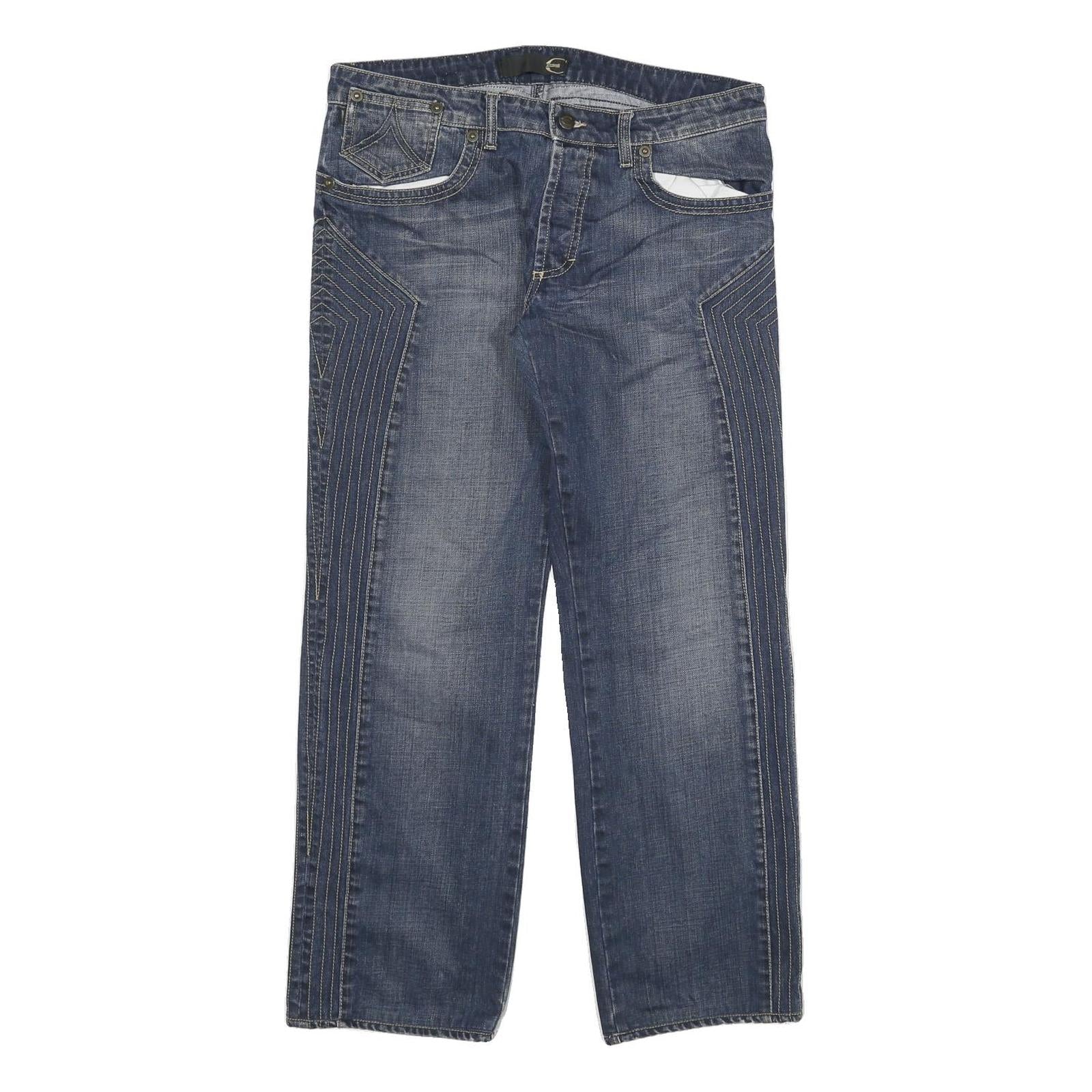 JUST CAVALLI Womens Blue Regular Straight Denim Medium W32 L29 Button Closure