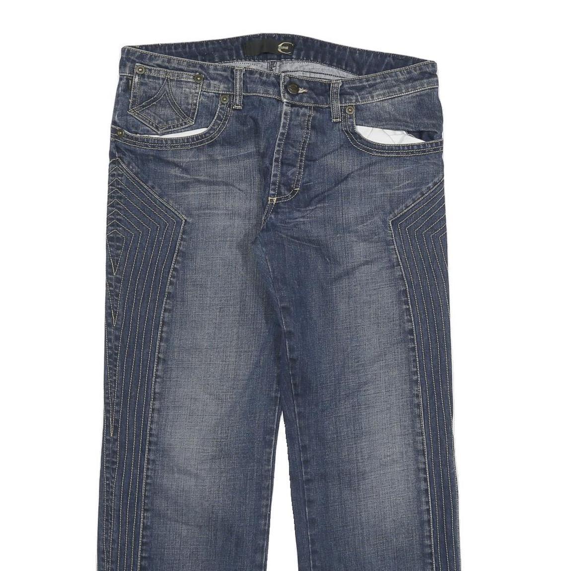 JUST CAVALLI Womens Blue Regular Straight Denim Medium W32 L29 Button Closure