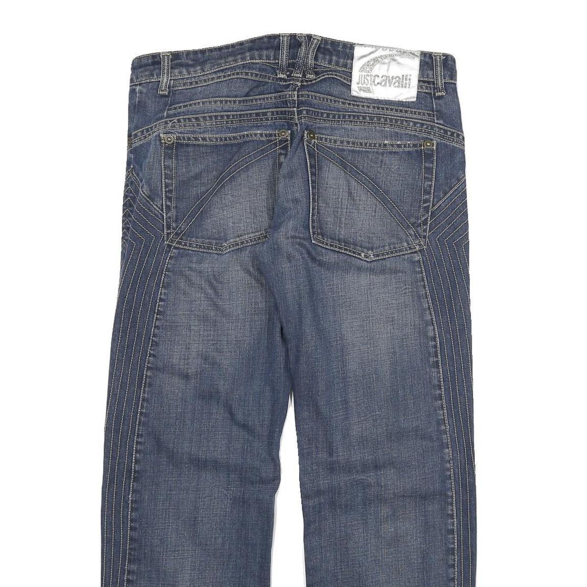 JUST CAVALLI Womens Blue Regular Straight Denim Medium W32 L29 Button Closure