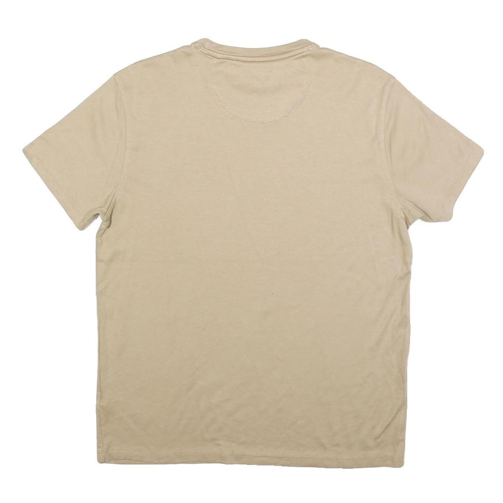 DKNY Mens Beige Cotton Blend T-Shirt M Short Sleeve Crew Neck Plain Casual