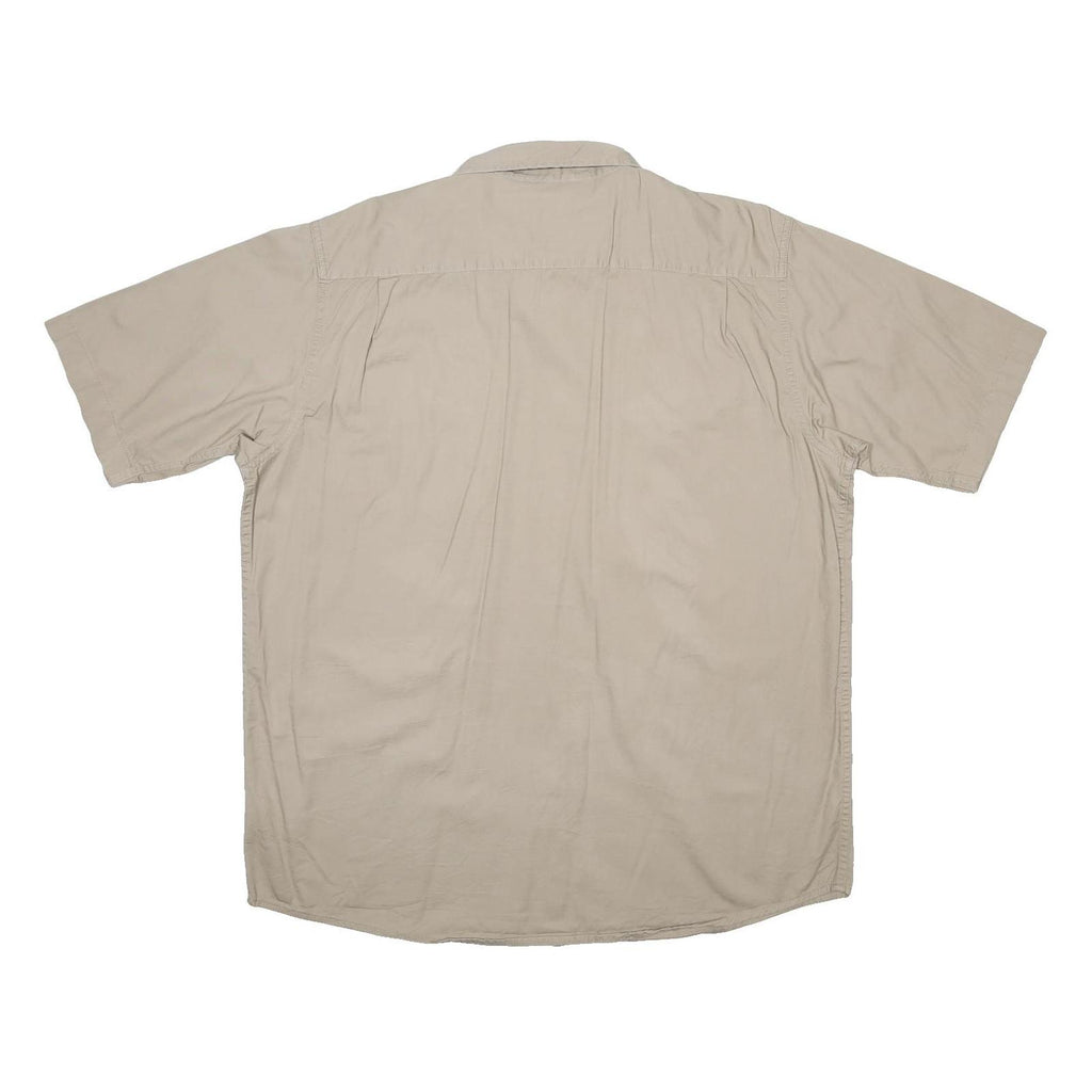 WRANGLER Mens Beige Casual Cotton Short Sleeve Shirt L Button Pocket