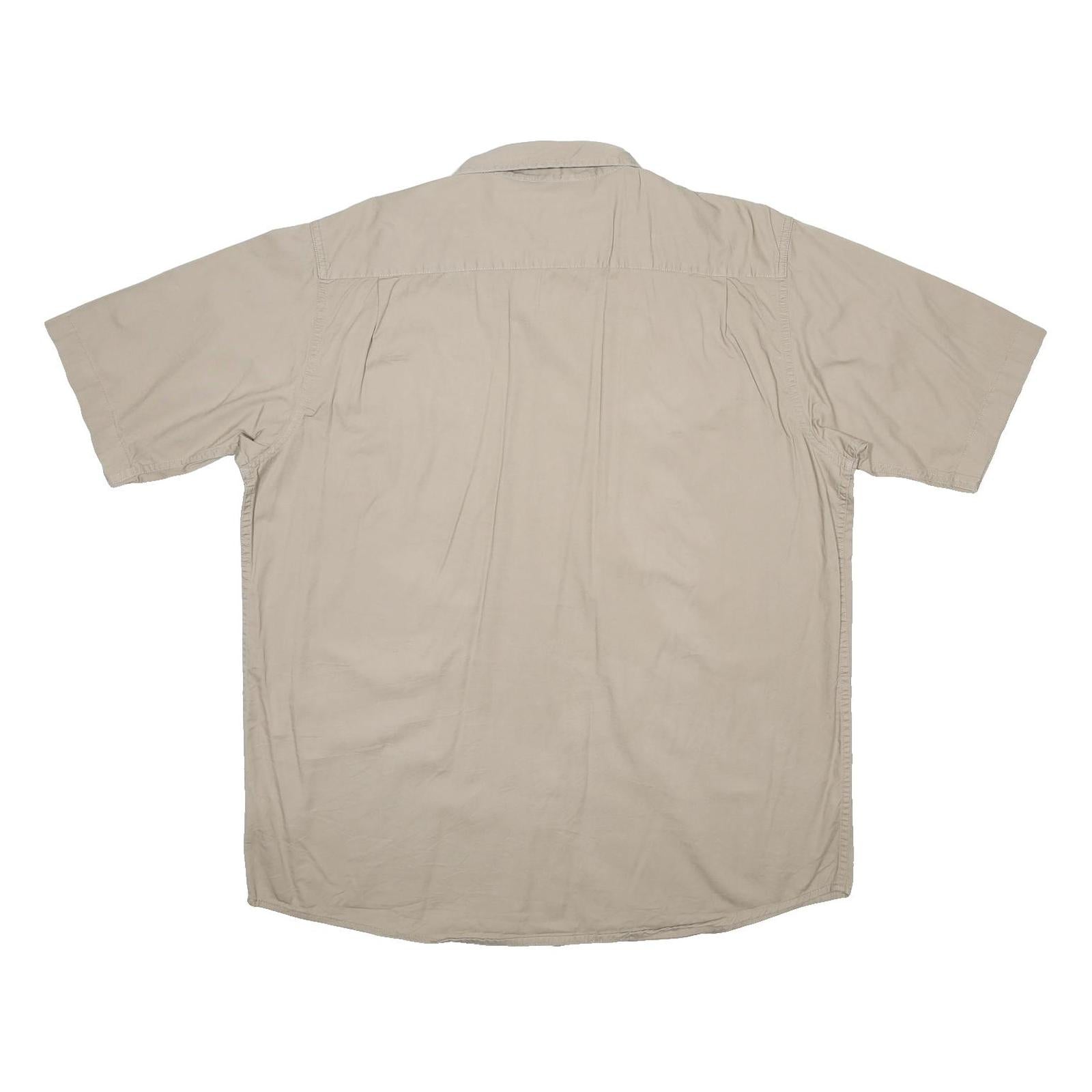 WRANGLER Mens Beige Casual Cotton Short Sleeve Shirt L Button Pocket