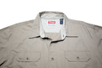 WRANGLER Mens Beige Casual Cotton Short Sleeve Shirt L Button Pocket