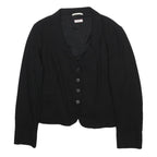 MAX&CO Womens Black Pinstripe Woven Tailored Jacket M Button Closure Smart
