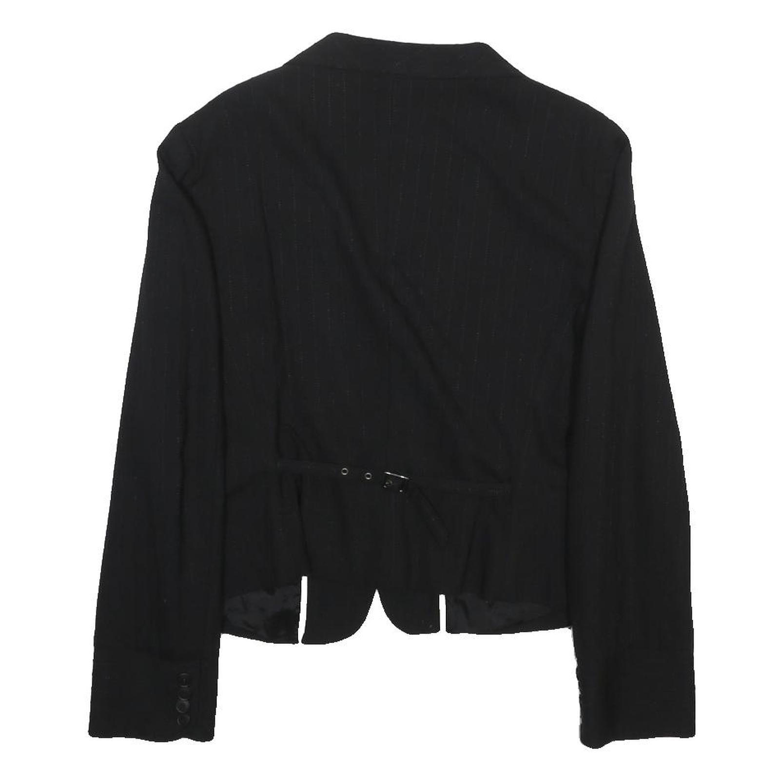 MAX&CO Womens Black Pinstripe Woven Tailored Jacket M Button Closure Smart