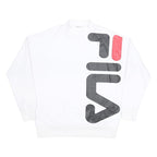 FILA Womens White & Red Logo Crew Neck M Sweatshirt Cotton Blend Casual Pullover