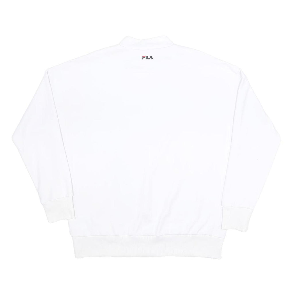 FILA Womens White & Red Logo Crew Neck M Sweatshirt Cotton Blend Casual Pullover
