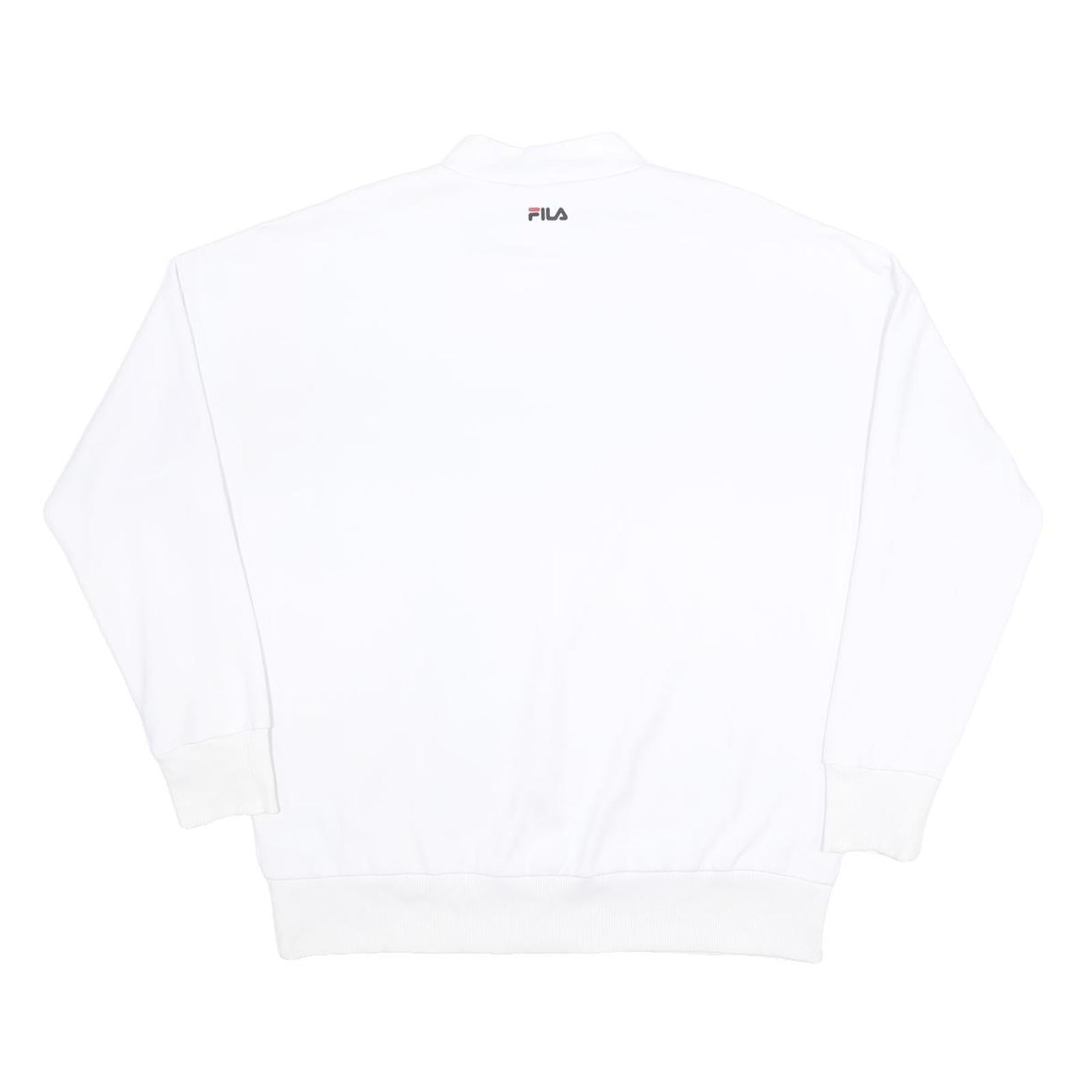 FILA Womens White & Red Logo Crew Neck M Sweatshirt Cotton Blend Casual Pullover