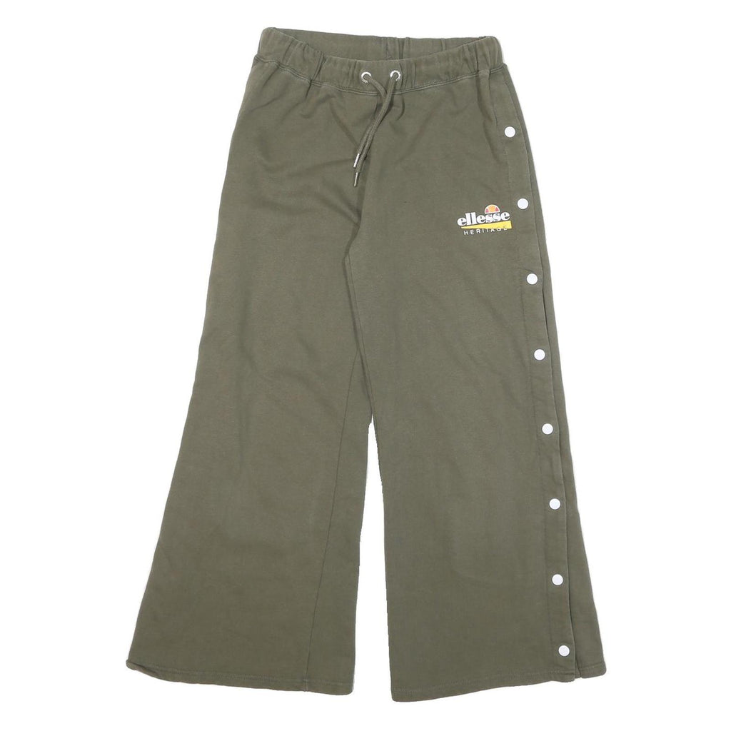 ELLESSE Womens Joggers Green Slim Wide-Leg S W27 L26 Heritage Logo Casual