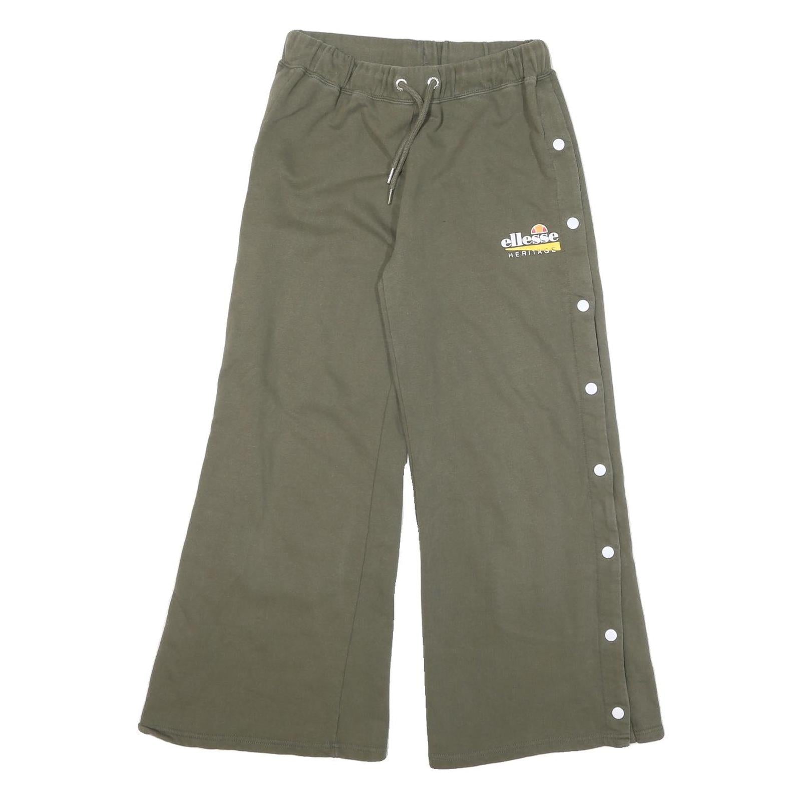 ELLESSE Womens Joggers Green Slim Wide-Leg S W27 L26 Heritage Logo Casual